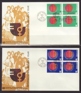 UN New York 258-259 Women's Year B/4 Geneva S/2 U/A FDC