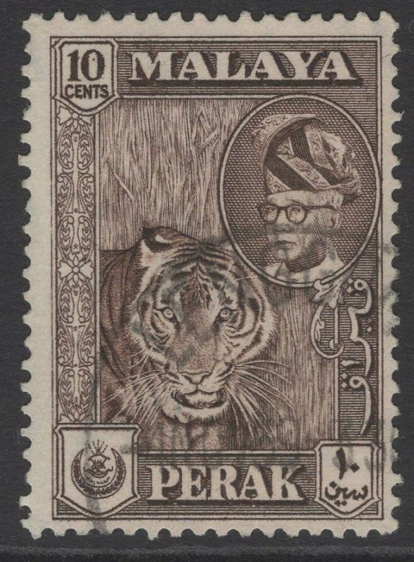 MALAYA PERAK SG155 1957 10c DEEP BROWN FINE USED 