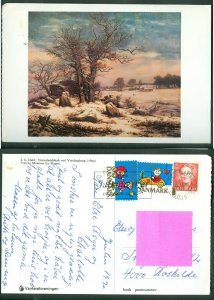 Denmark. Christmas Card 1990. 2 x Seal+ 3.50 Kr. Winter Landscape Vordingborg