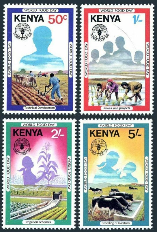 Kenya 203-206,MNH.Michel 201-204. World Food Day,1981.Plowing,Rice field,Cattle,
