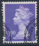 GB QE II Machin - SG Y1743   Used  £1 Bluish Violet 2 Bands