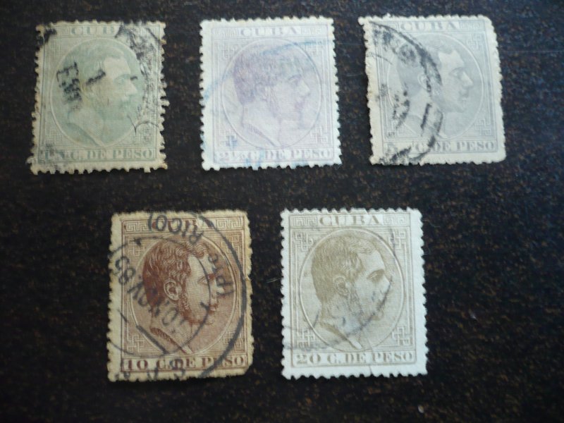 Stamps - Cuba - Scott# 121,124,125,127,128 - Used Partial Set of 5 Stamps