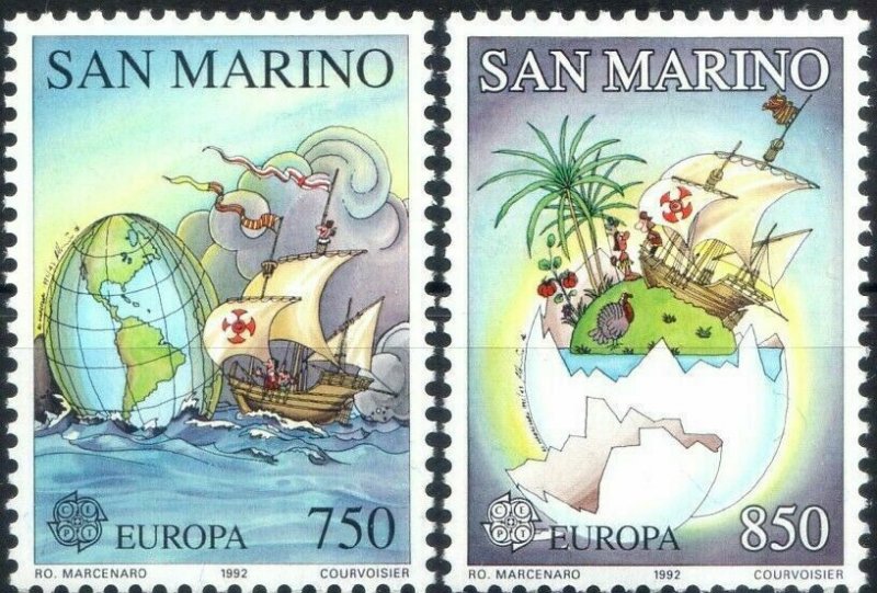 San Marino 1992 EUROPA CEPT Colombo Sailing Sea Navigation MNH** Set 16971-