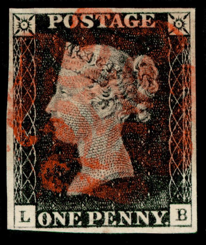 Sg2, 1d black PLATE 3, FINE used, 4 MARGINS. Cat £500. RED MX. LB