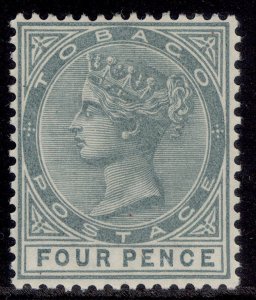 TOBAGO QV SG22, 4d grey, LH MINT. Cat £10.