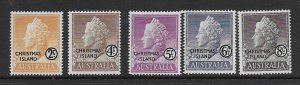 Christmas Island 1-5  1958  part set unused  VF