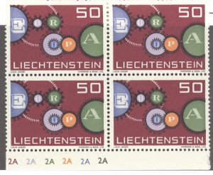 Liechtenstein, Sc #368, MNH, plate block