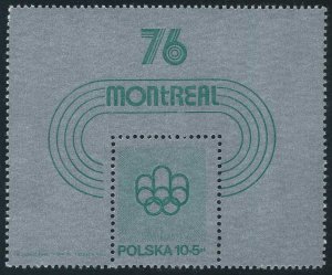 Poland B130, MNH. Michel Bl.61. Olympics Montreal-1976.