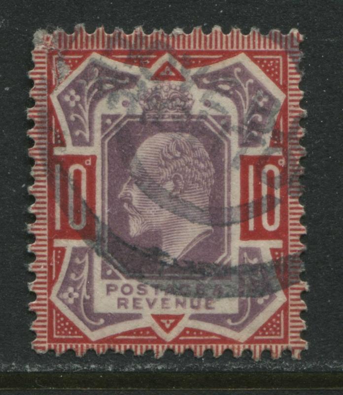 GB KEVII 1902 10d NO CROSS ON CROWN used with a parcel cancel.