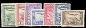 Greece #C15-21 Cat$71.25, 1933 Airpost, complete set, hinged, some faint gum ...