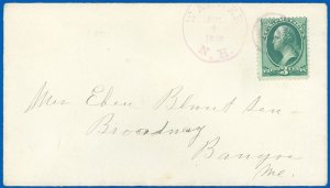 AUG 1, 1878 WARNER NH Purple Duplex Cds & Bullseye, to Bangor ME, SC #158 or 184