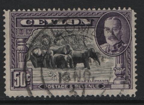 CEYLON, 273, USED, 1935-36, Wild Elephants