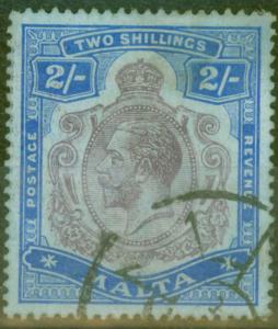 Malta 1914 2s Purple & Brt Blue-Blue SG86 Fine Used 