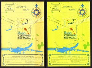 St Kitts Nevis 294-195 Maps Souvenir Sheets MNH VF