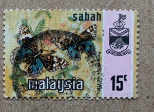Sabah 1977 Harrison 15c Butterflies, used. Scott 29a, CV $0.30. SG 443