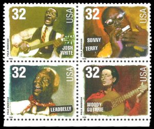 PCBstamps   US #3212/3215a Block $1.28(4x32c)Folk Musicians, MNH, (6)