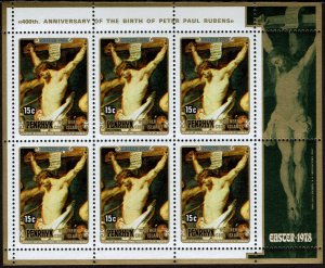 Penrhyn #101-103 and 103a Souvenir Sheet MNH - Painter Peter Paul Rubens (1978)