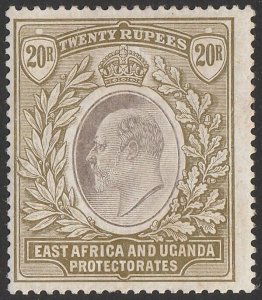 EAST AFRICA & UGANDA 1904 KEVII 20R grey & stone, wmk mult crown.