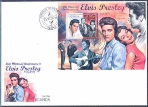 UGANDA 2012 ELVIS PRESLEY 35TH MEMORIAL ANNIVERSARY  SOUVENIR SHEET FDC