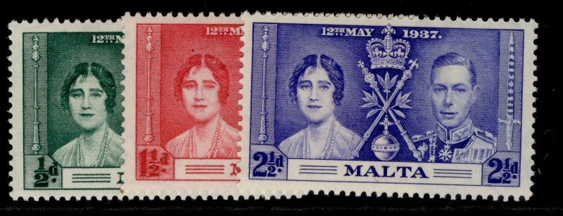 MALTA GVI SG214-216, CORONATION set, M MINT.