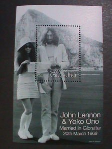 GIBRALTAR-1969 FAMOUS MUSICIAN-JOHN LENNON & YOKO ONO WEDDING MNH S/S VF