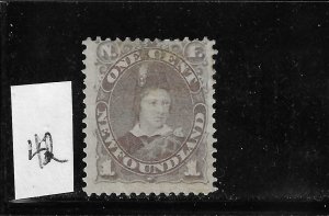 NEWFOUNDLAND SCOTT #42 1880-96 PRINCE EDWARD 1C (GRAY BROWN)- MINT HINGED