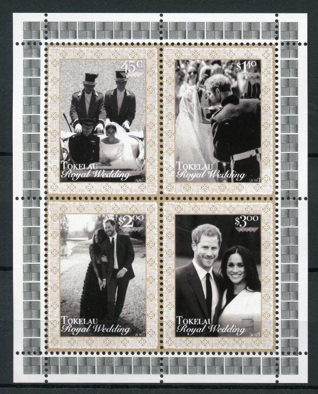 Tokelau 2018 MNH Prince Harry & Meghan Royal Wedding 4v M/S Royalty Stamps 