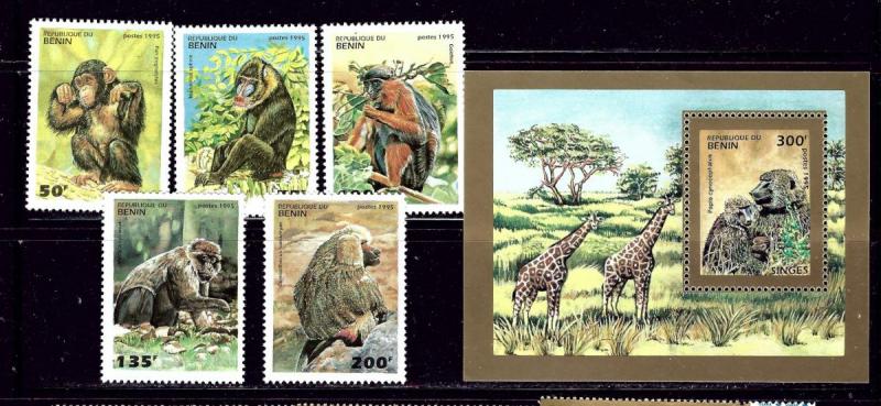 Benin 755-60 MNH 1995 Monkeys