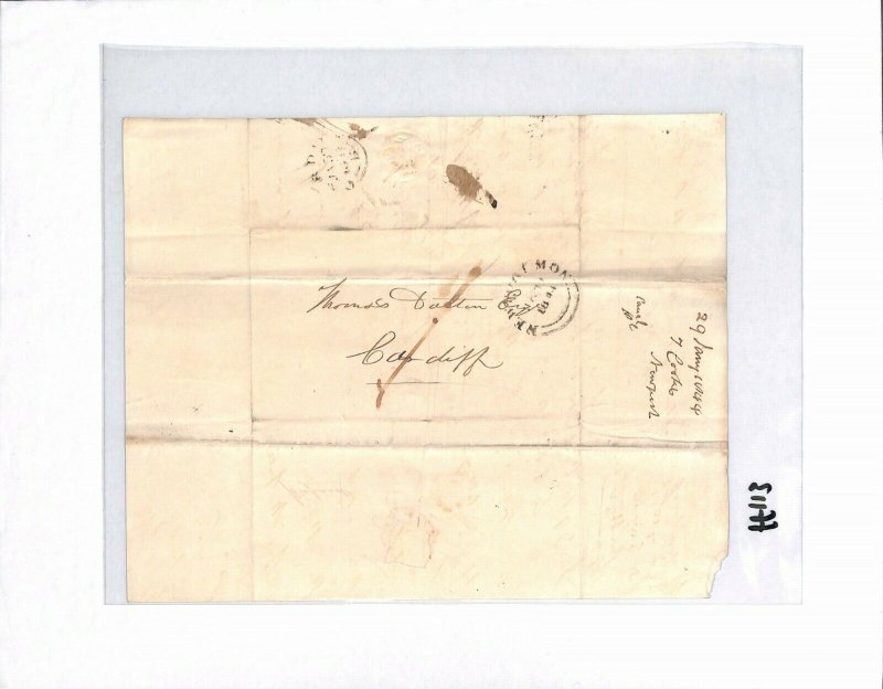 GB WALES Cover EL *CANAL OFFICE* Monmouthshire Newport Entire Letter 1844 FF113