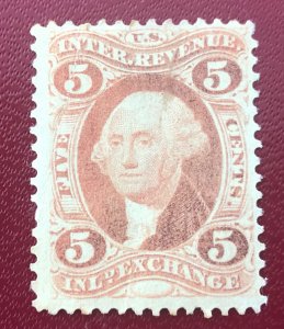 USA Revenue Inland Exchange 1862 scott# R27 5 cents Washington Mint Ok condition