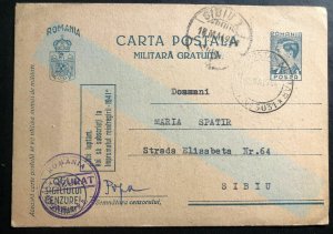 1944 Romania Military Post Office 3031 Censored Postcard Cover To Sibiu