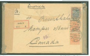 Germany  WWI Army feld post dated 1918; opened on leftside and bottom; looks censored, back stamp of cover posted on back.