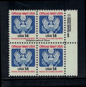 BOBPLATES #O129A Official Copyright Block of 4 F-VF MNH  ~ See Details Pos