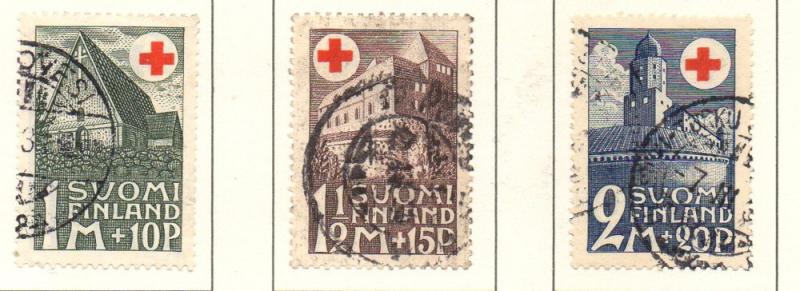 Finland Sc B5-7 1931 Red Cross, Buildings, stamp set used