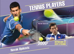 Stamps.Sports.Tennis Novak Djokovic  2020 year 1 sheets perforated Ivory Coast