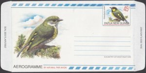 PAPUA NEW GUINEA 1995 45t Bird aerogramme unused............................Q586