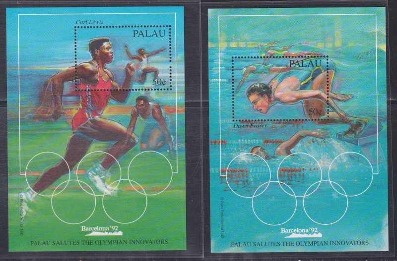 Palau # 304-309, Barcelona Summer Olympics Souvenir Sheets,  NH, 1/2 Cat.