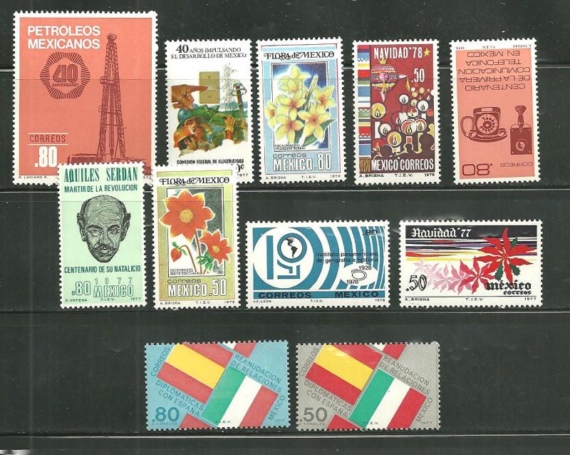 Mexico 1155-65 MNH Commemoratives of 1977 & 78