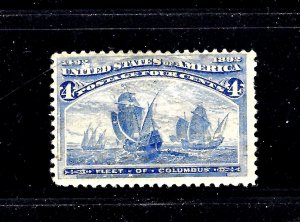 #233 US 4 CENT ULTRAMARINE COLUMBIAN-MINT-VLH-FINE 