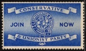 Vintage Great Britain Poster Stamp Conservative & Unionist Party Join Now