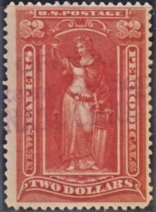 US PR120 Newspaper F - VF Used Nice Violet Straight Line Cancel cv $110