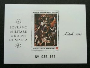 Malta Sovereign Military Order Of Malta Painting Sant 'Agostino 1988 (ms) MNH