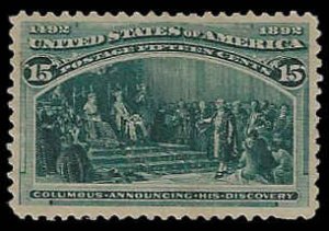 U.S. #238 Unused OG LH; 15c Columbus Announcing Discovery (1893)