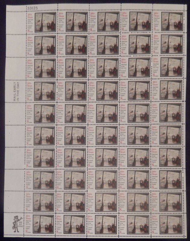 US #1433 8c John Sloan, F-VF NH or better,  FULL SHEET, post office fresh, VF...