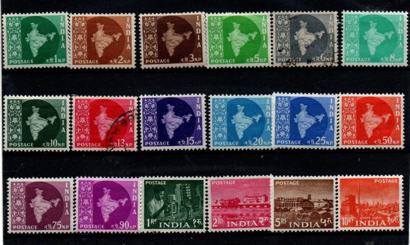 India 302-319 Mint & Used. Set