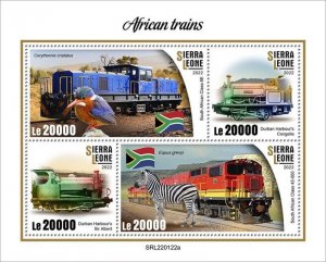 Sierra Leone - 2022 African Trains & Animal - 4 Stamp Sheet - SRL220122a