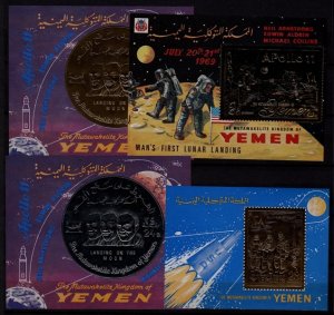 Yemen K 4 MNH s/s Space/ gold-silver