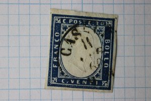 Italy sc#22 Franco Bollo dated 1860 Caserta city cancel 20c