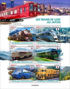 Central Africa - 2023 Luxury Cruise Trains in Japan - 6 Stamp Sheet - CA230520a