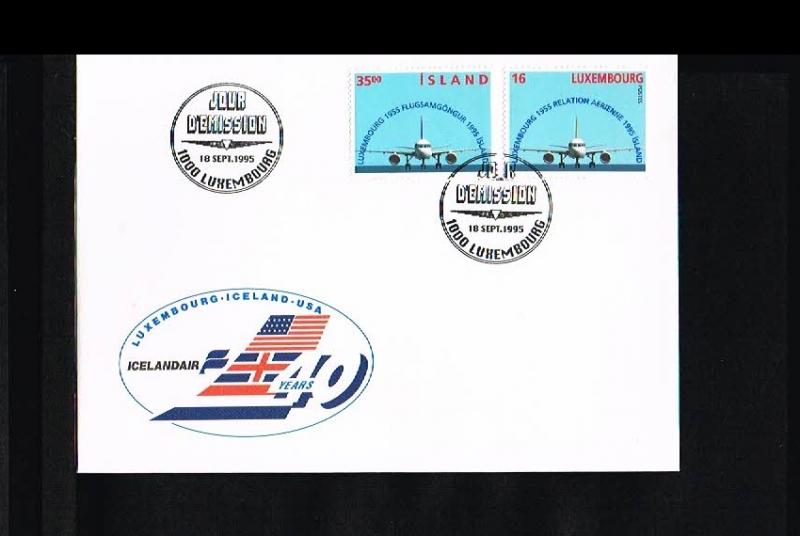 1995 - Luxemburg FDC - Transport - Airplanes - Combined issue with Iceland [H...